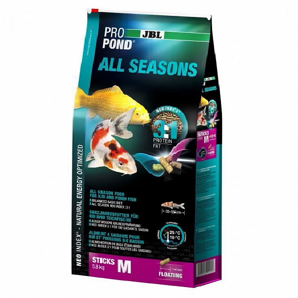 Корм для карпа JBL Pond Sticks M 4in1 31,5л, 5,8кг